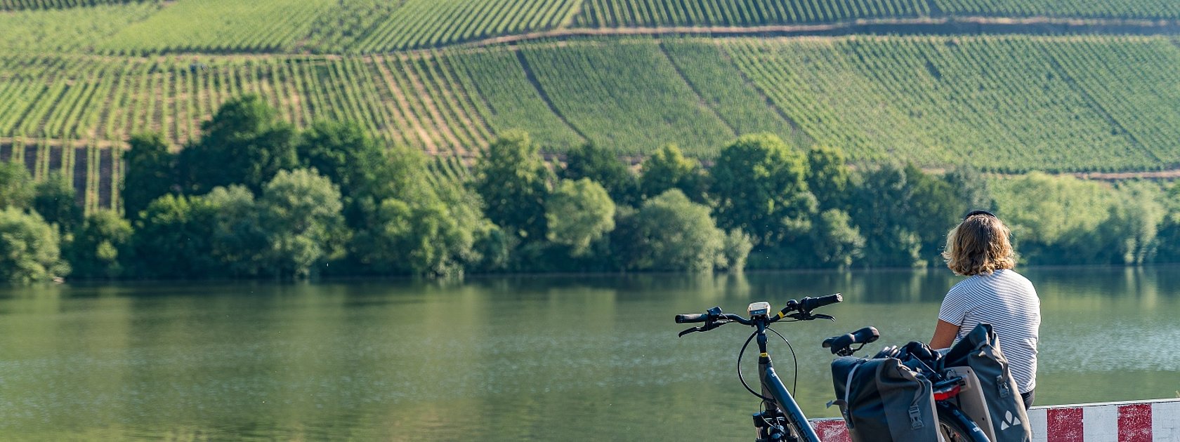 Kurze Pause bei Longuich mit Blick auf die Weinberge