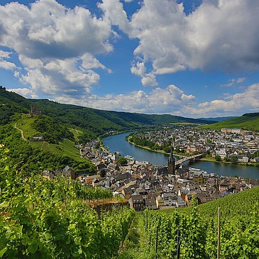 Blick auf Bernkastel-Kues und die Weinberge