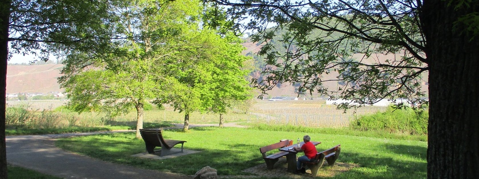Rastplatz und Ruhebank in der Nähe der Waldkapelle